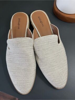 Indigo Cream & Black Striped Slip-On Mules